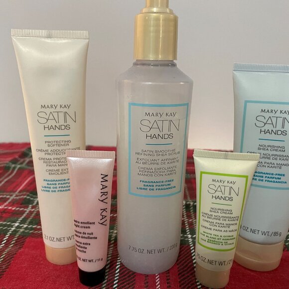 NWOT Mary Kay Satin Hands Set Shea Scrub, Shea Cream & Protecting Softener - Picture 2 of 9